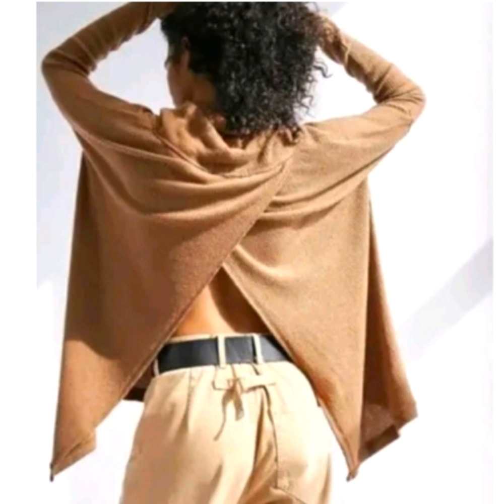 Free People Burgundy Cowl Neck open back sweater